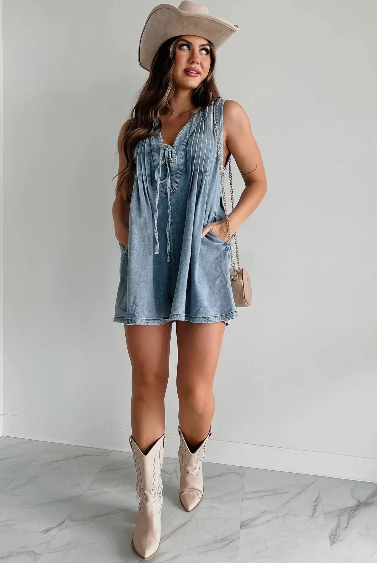 Blue Tide Denim Romper