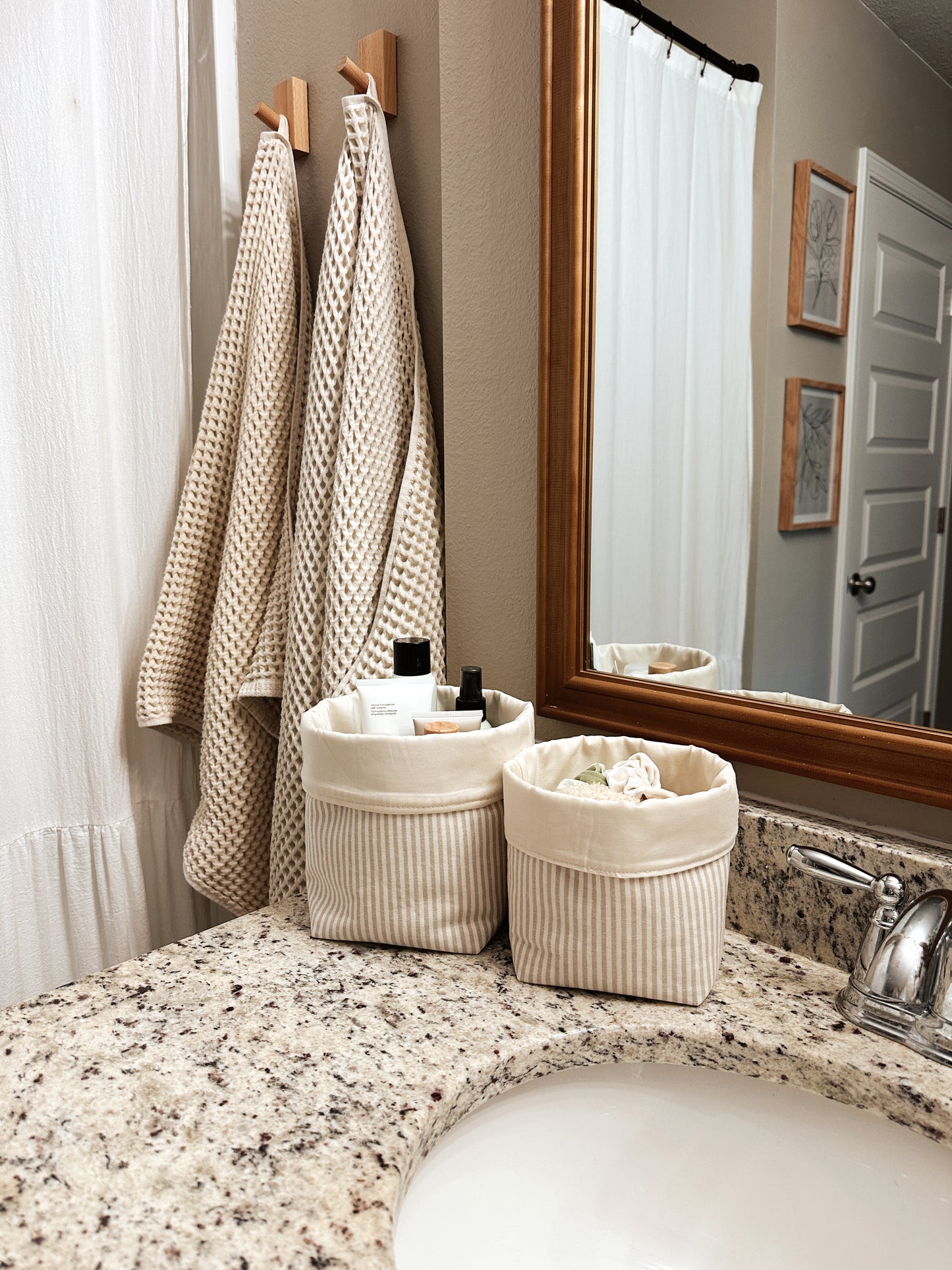 Linen Stripe Basket Set