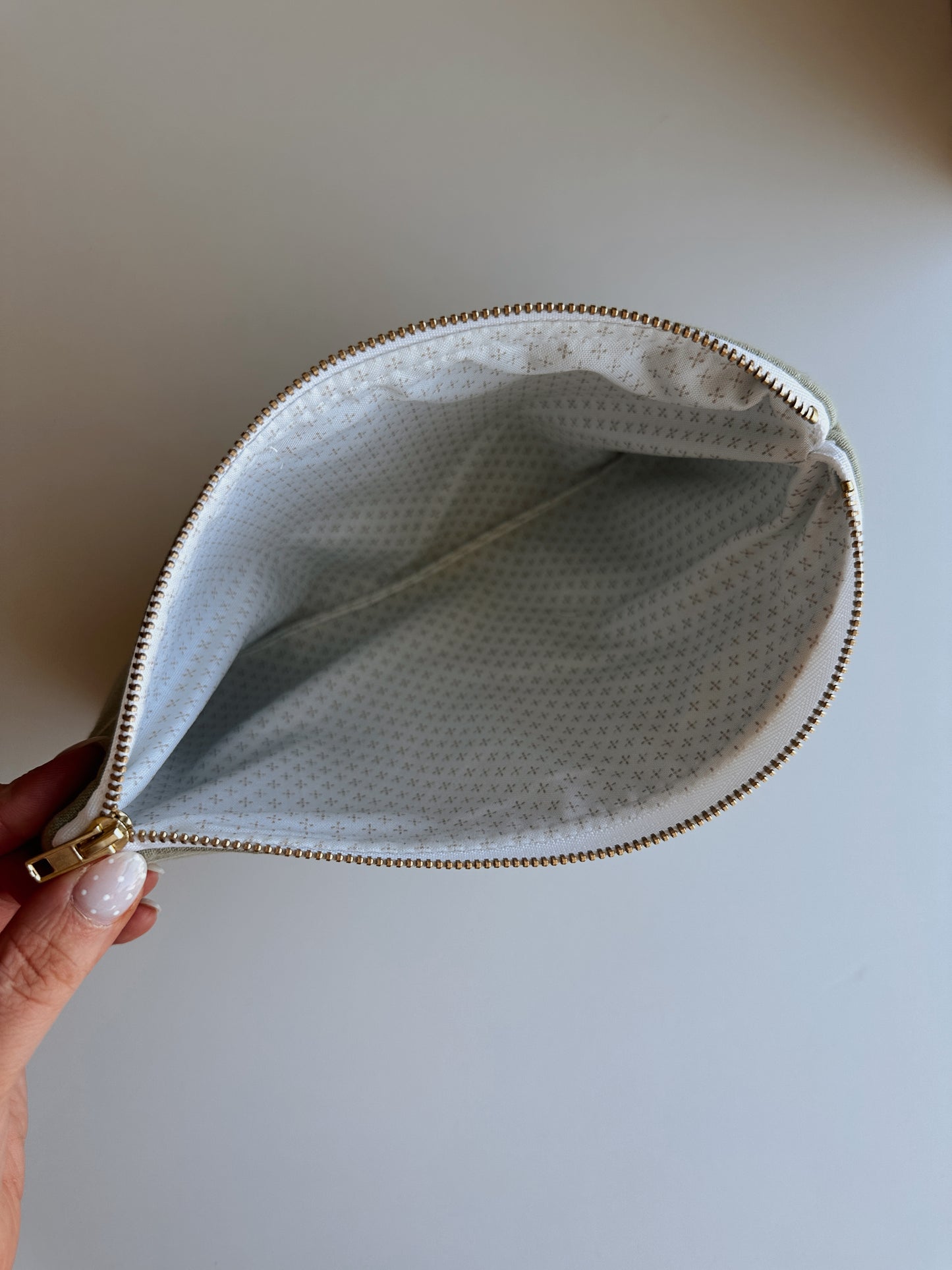 Sage Striped Pouch