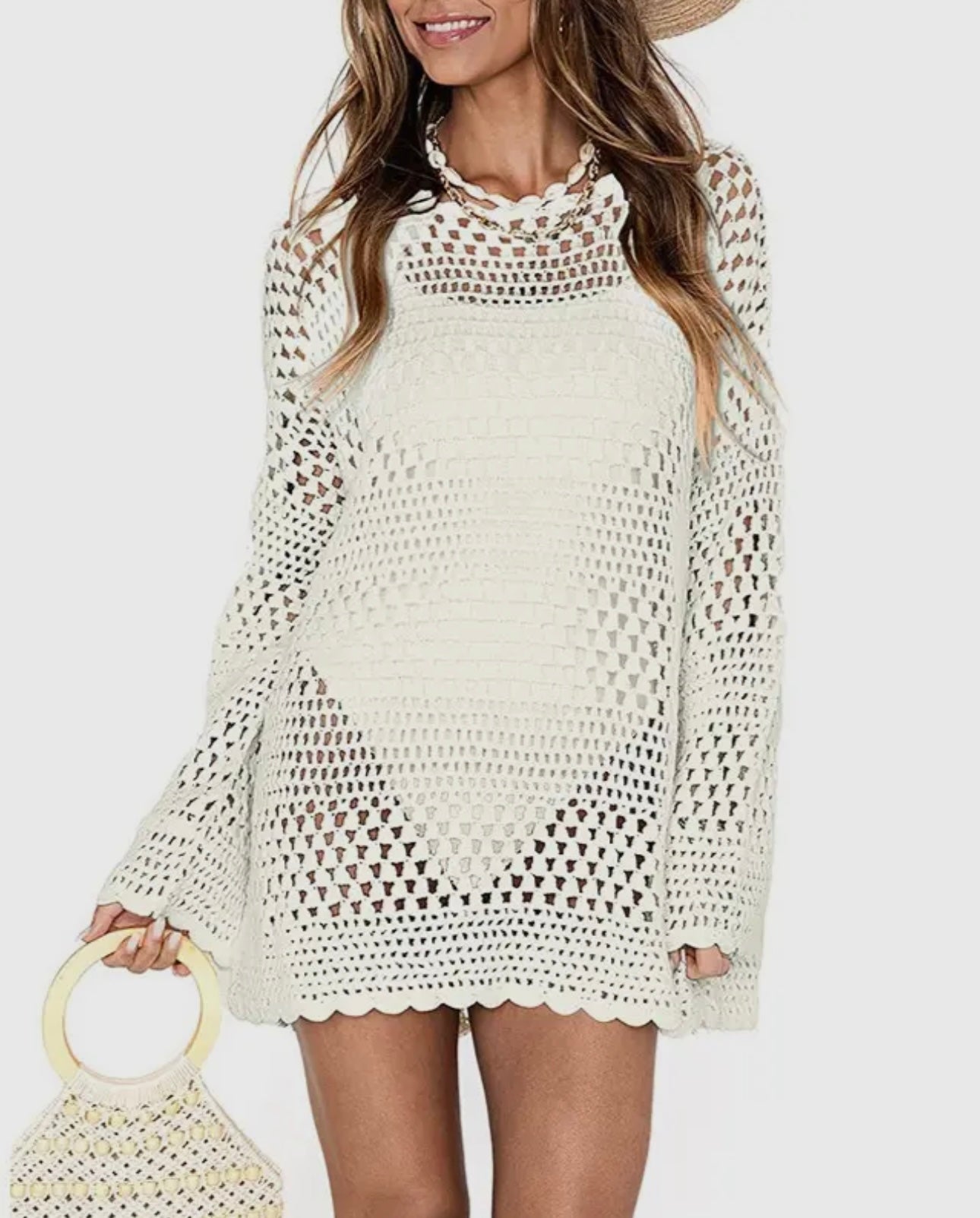 Crochet Flutter Sleeve Cover Up