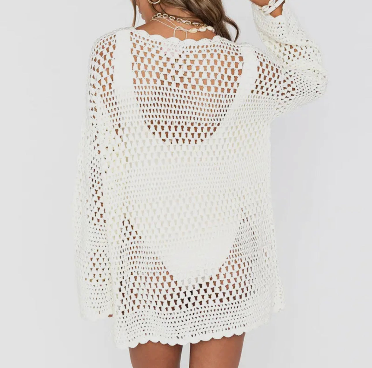Crochet Flutter Sleeve Cover Up
