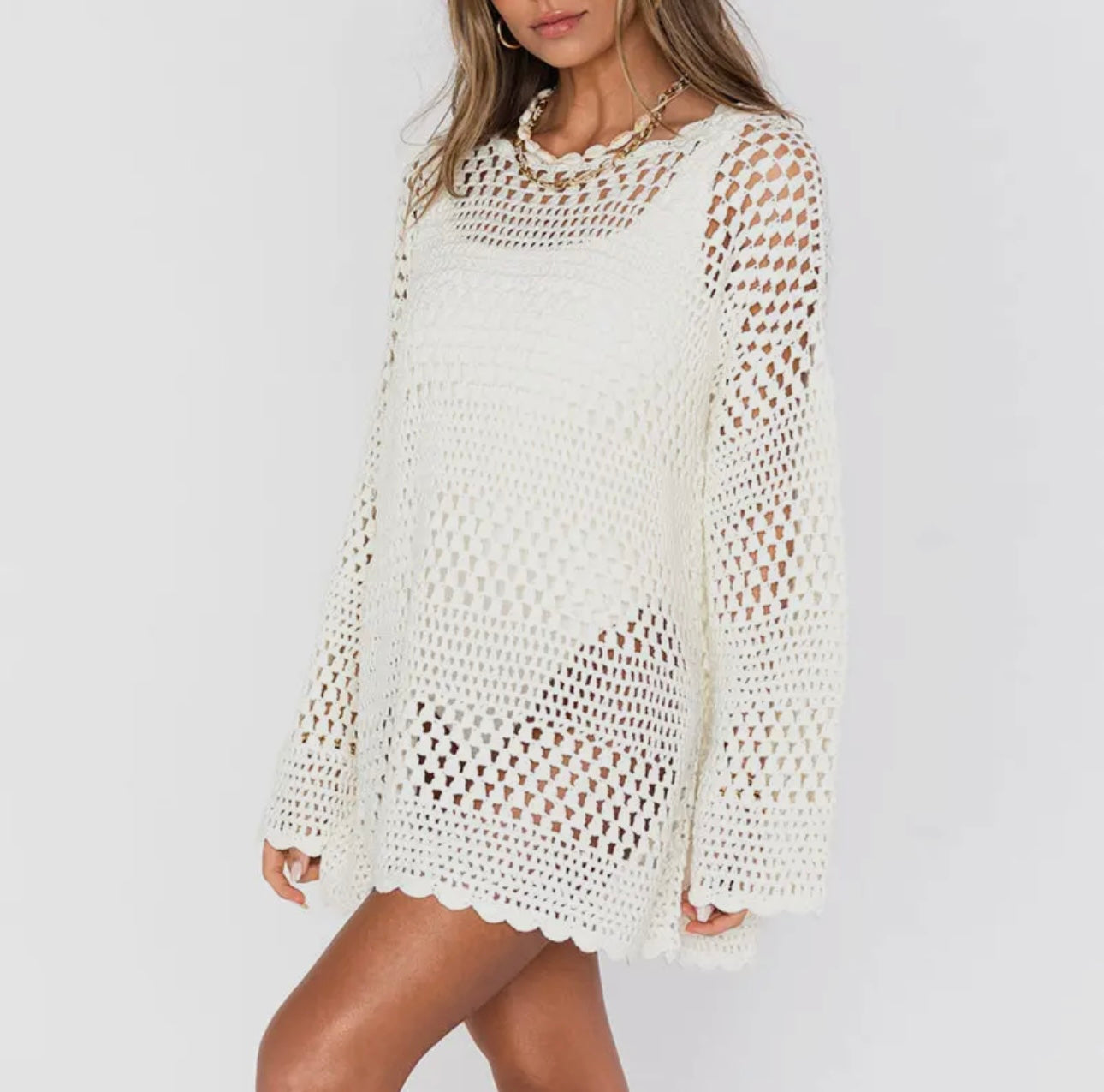 Crochet Flutter Sleeve Cover Up