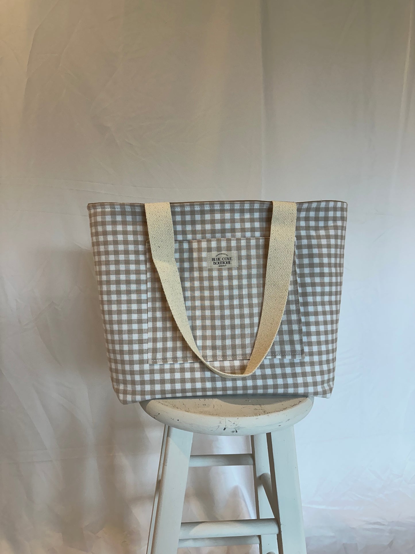 Oatmeal Gingham Tote | Handmade