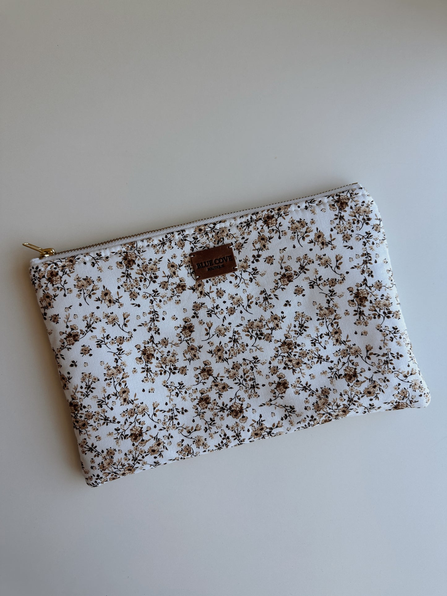 Neutral Bloom Zipper Pouch