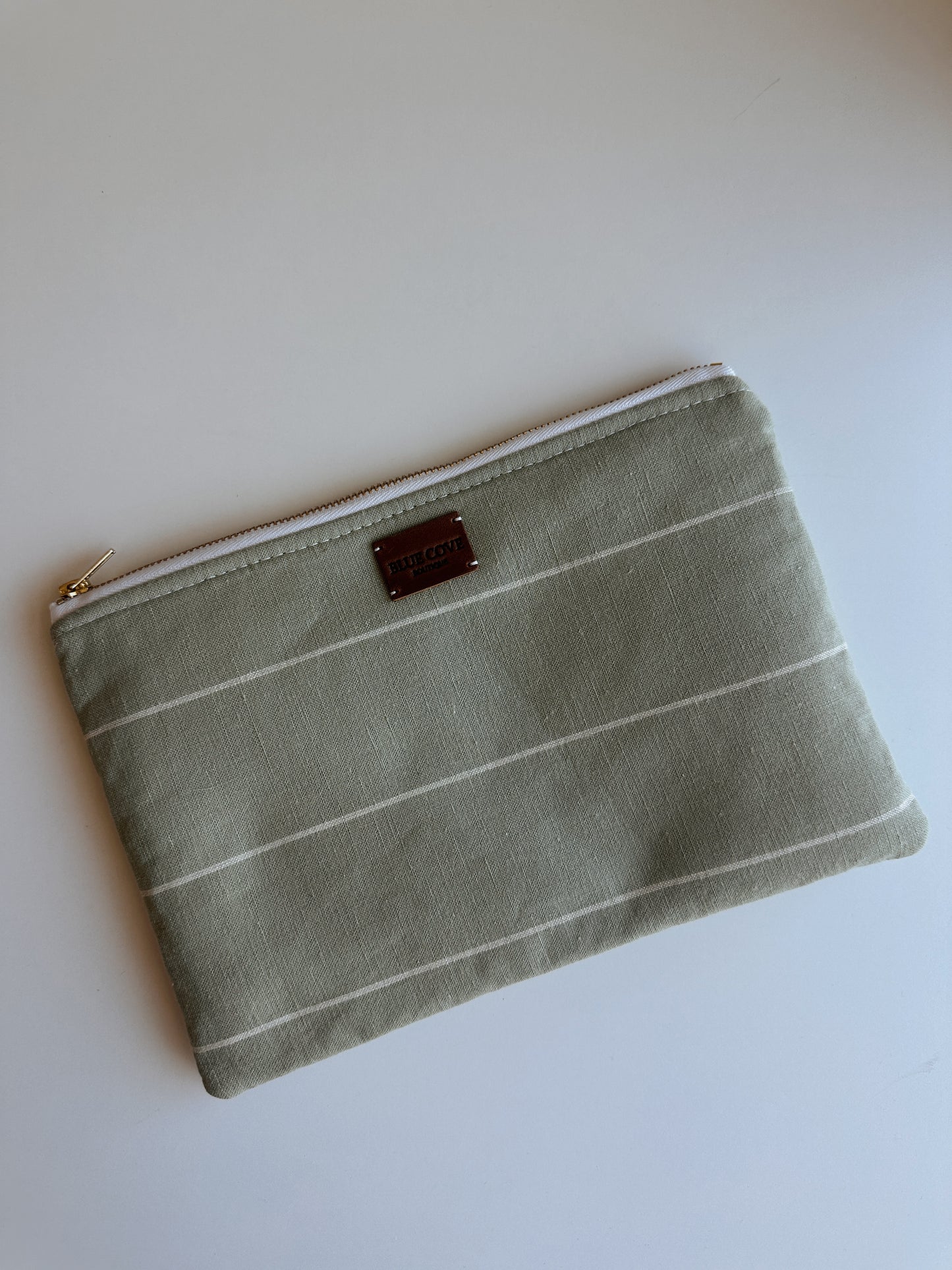 Sage Striped Pouch
