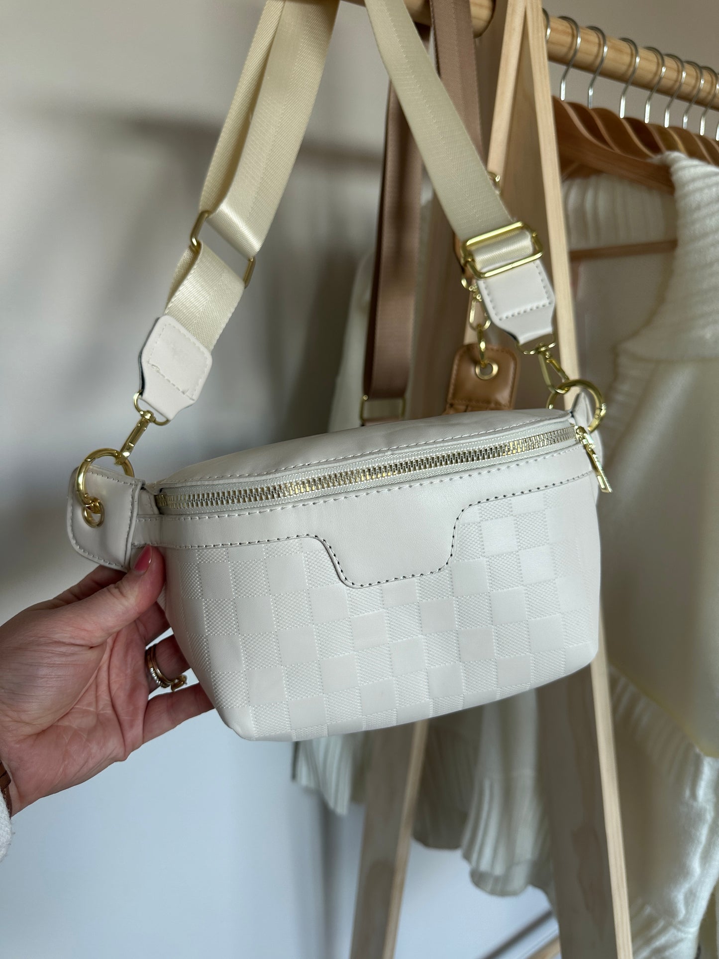 Milky Checkered Crossbody