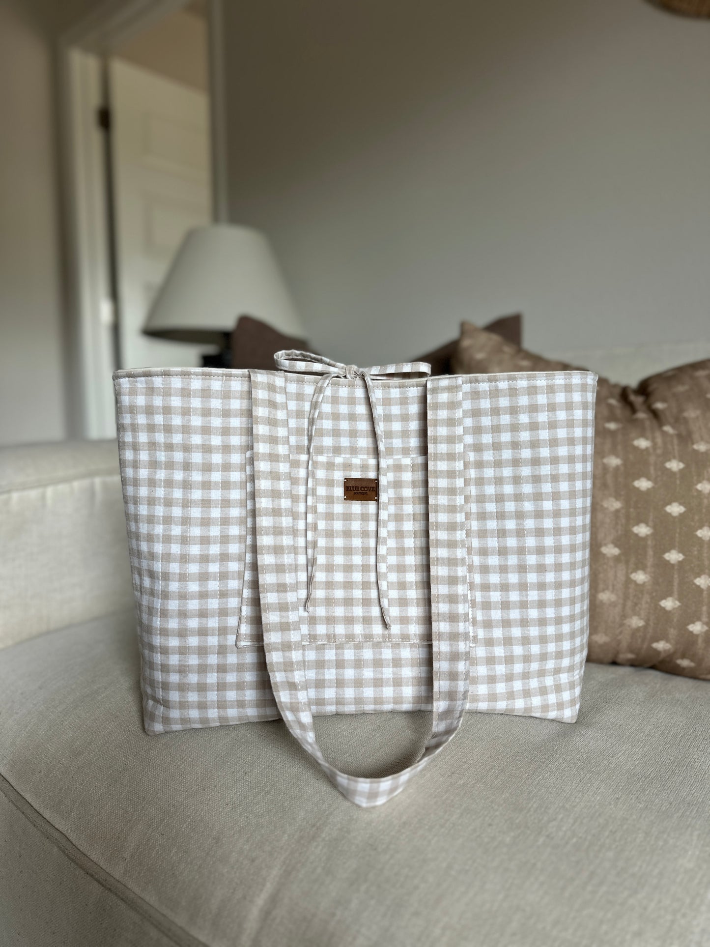 Sandstone Gingham Tote