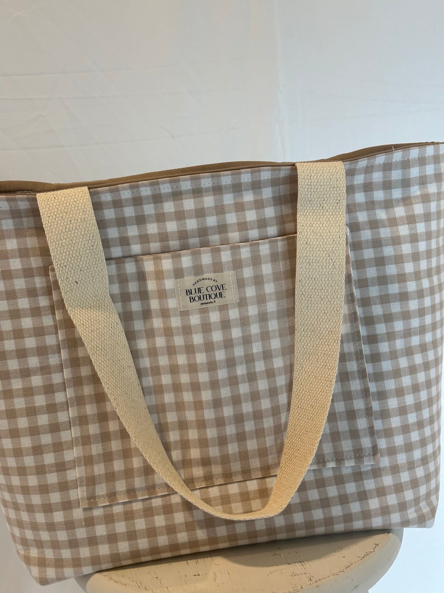 Oatmeal Gingham Tote | Handmade