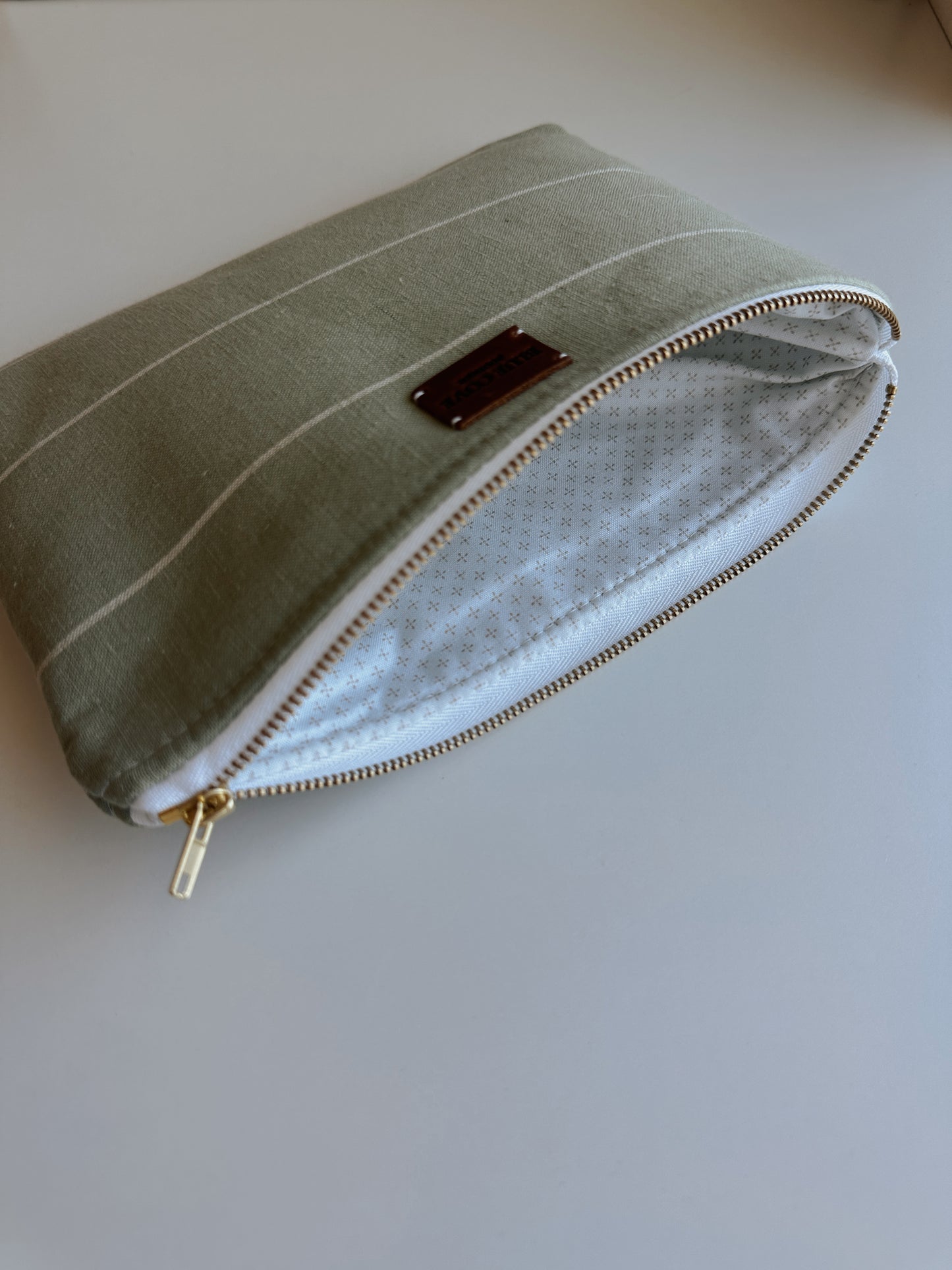 Sage Striped Pouch