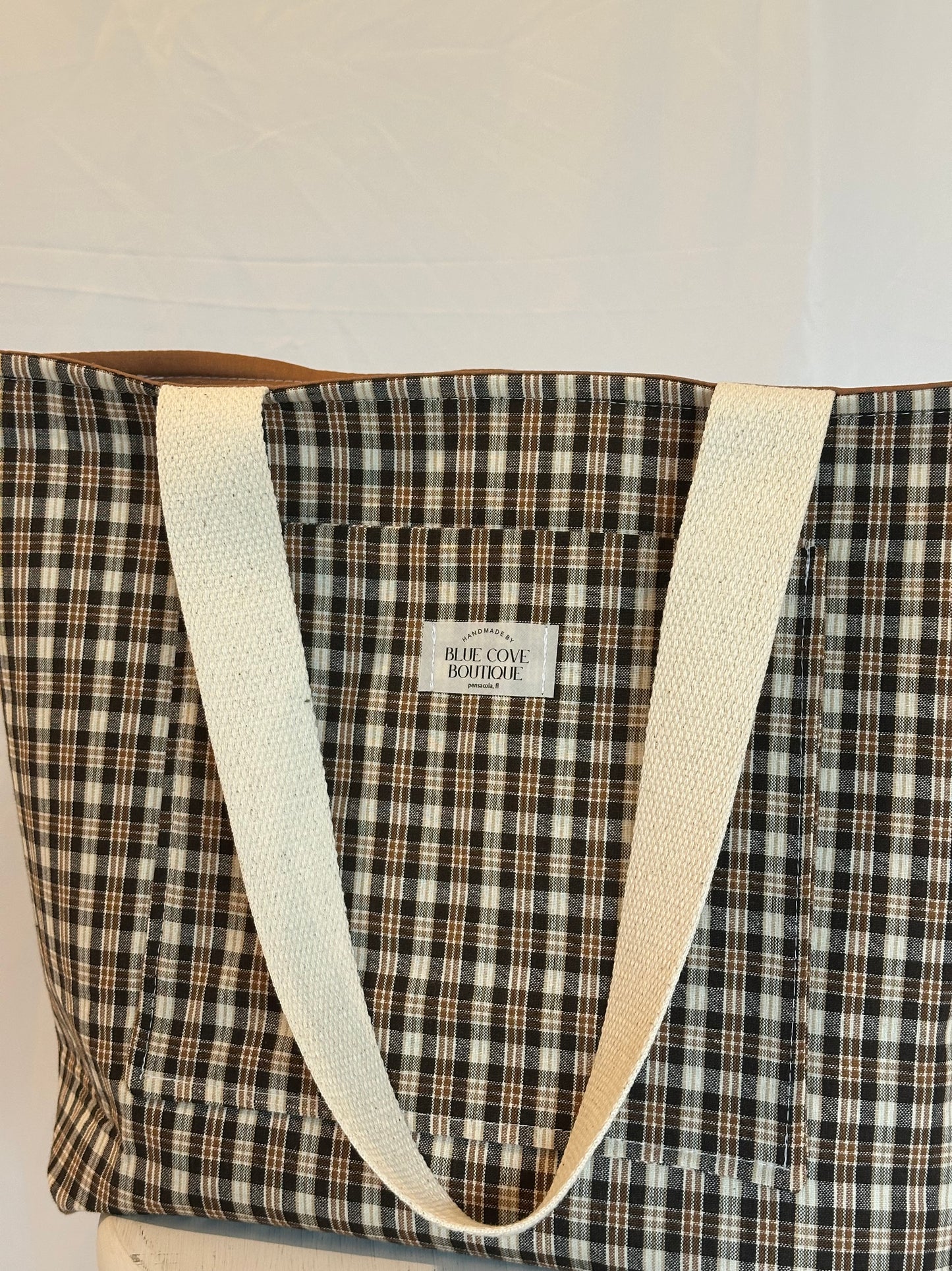 Espresso Plaid Tote | Handmade