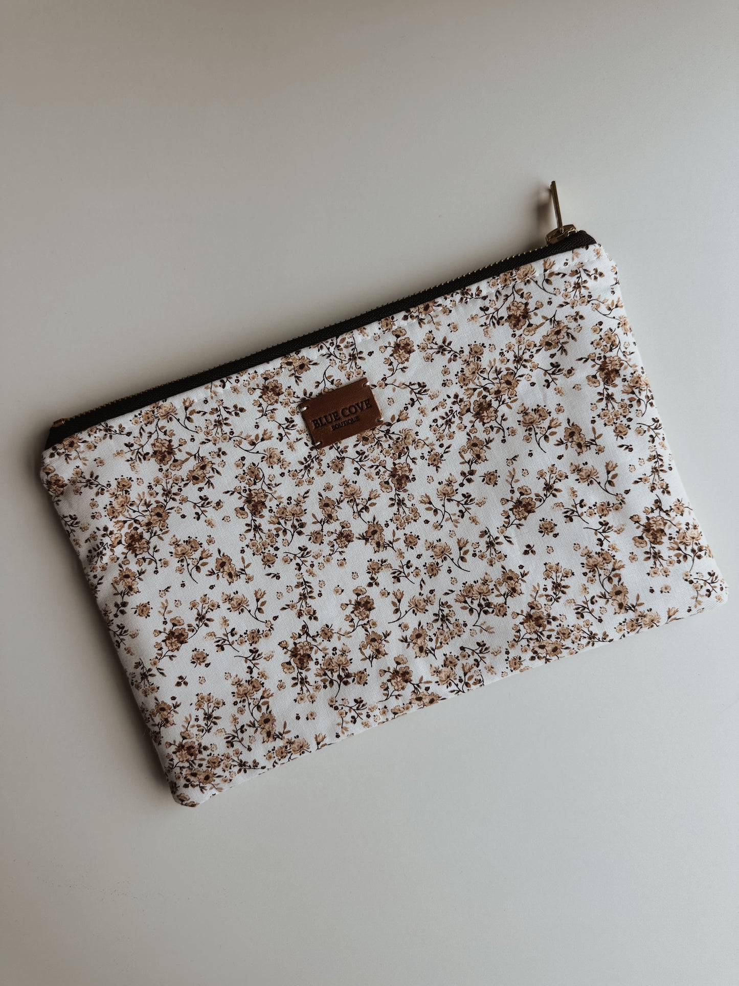 Neutral Bloom Zipper Pouch