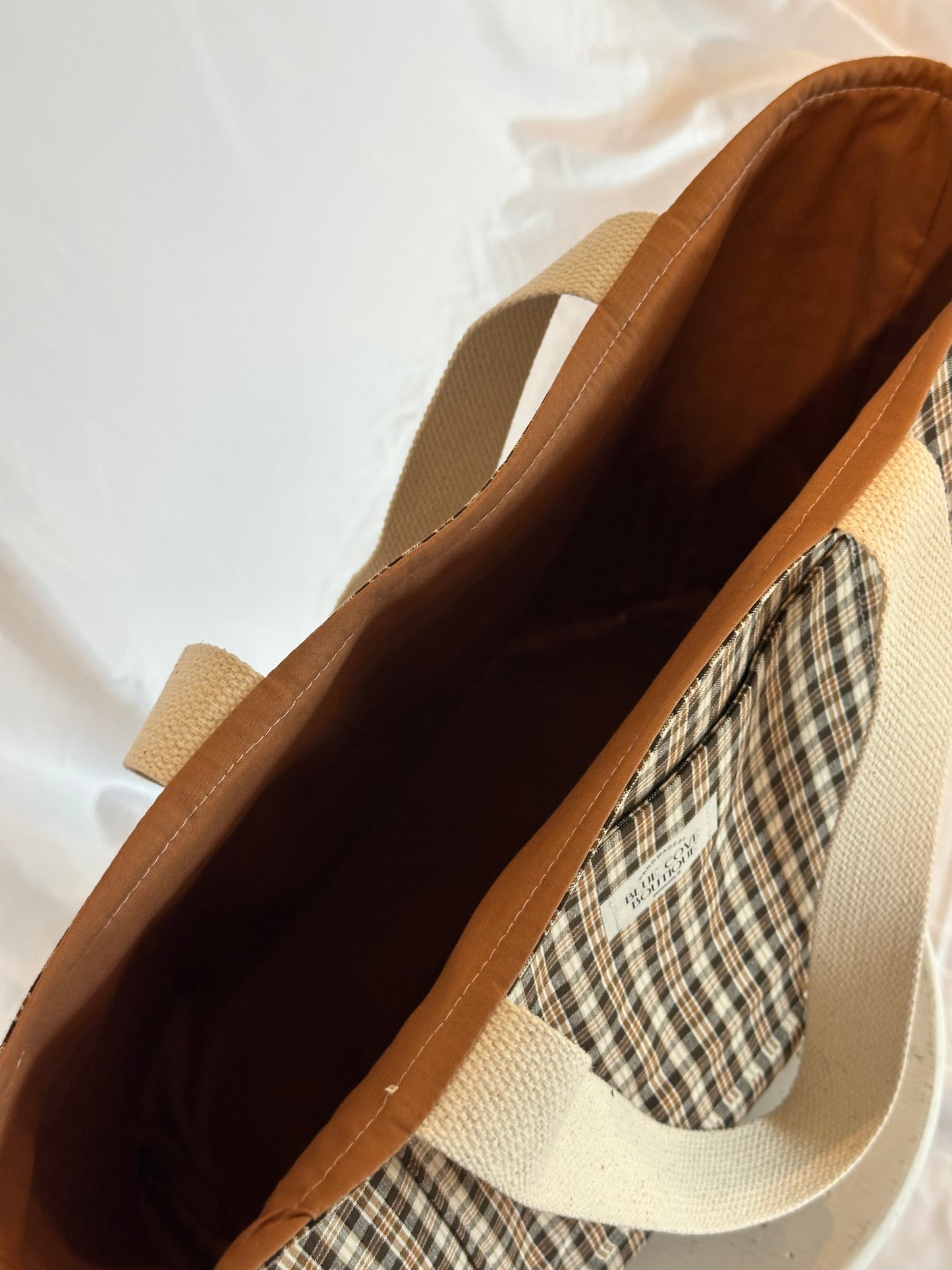 Espresso Plaid Tote | Handmade