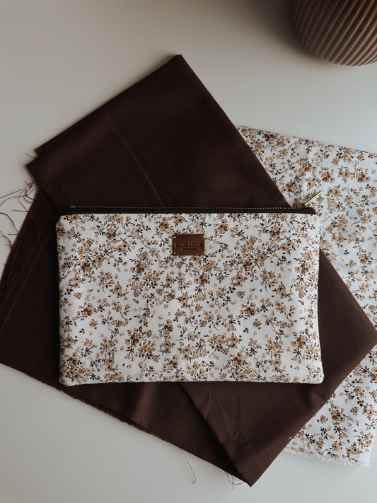 Neutral Bloom Zipper Pouch