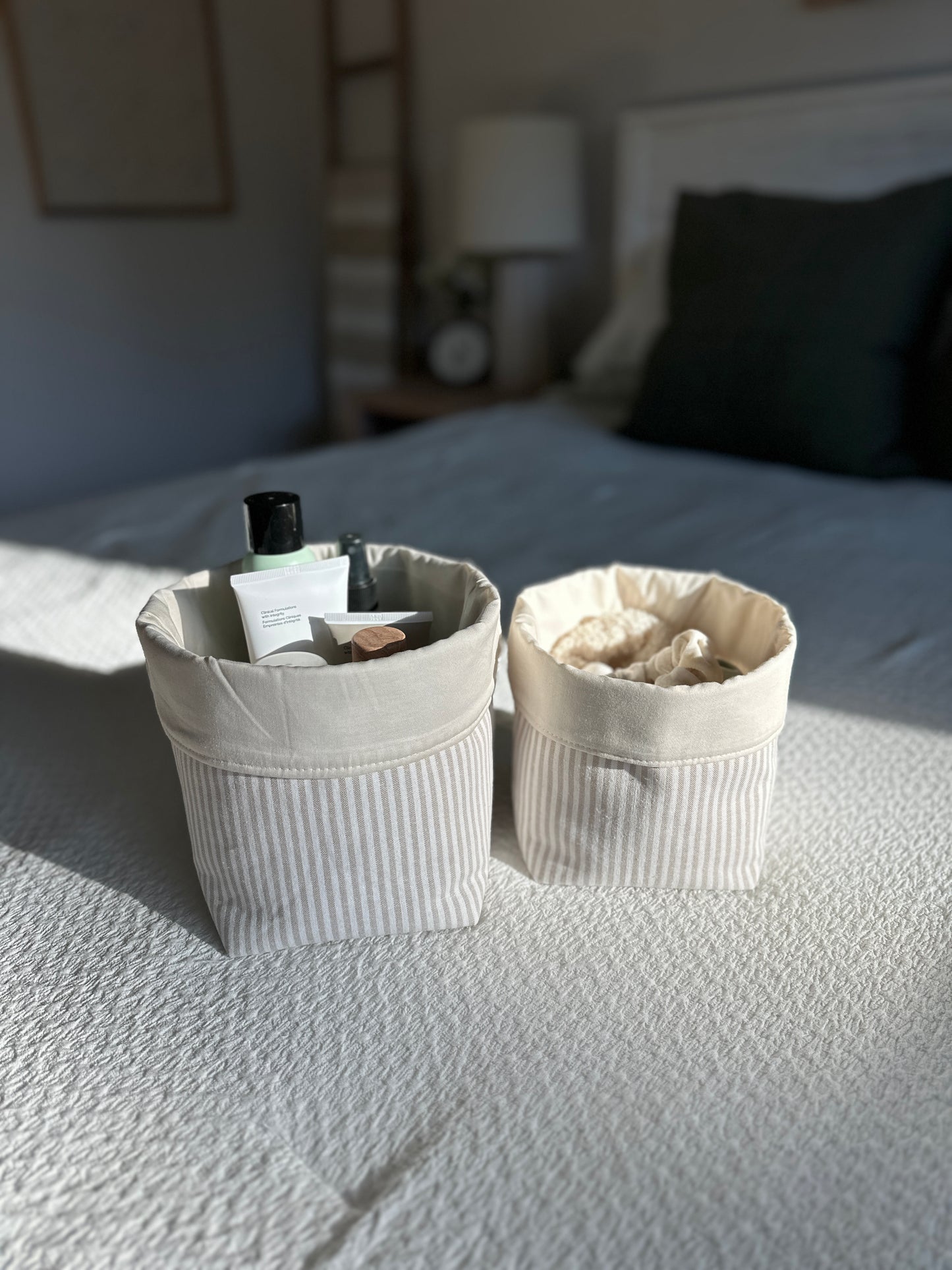 Linen Stripe Basket Set