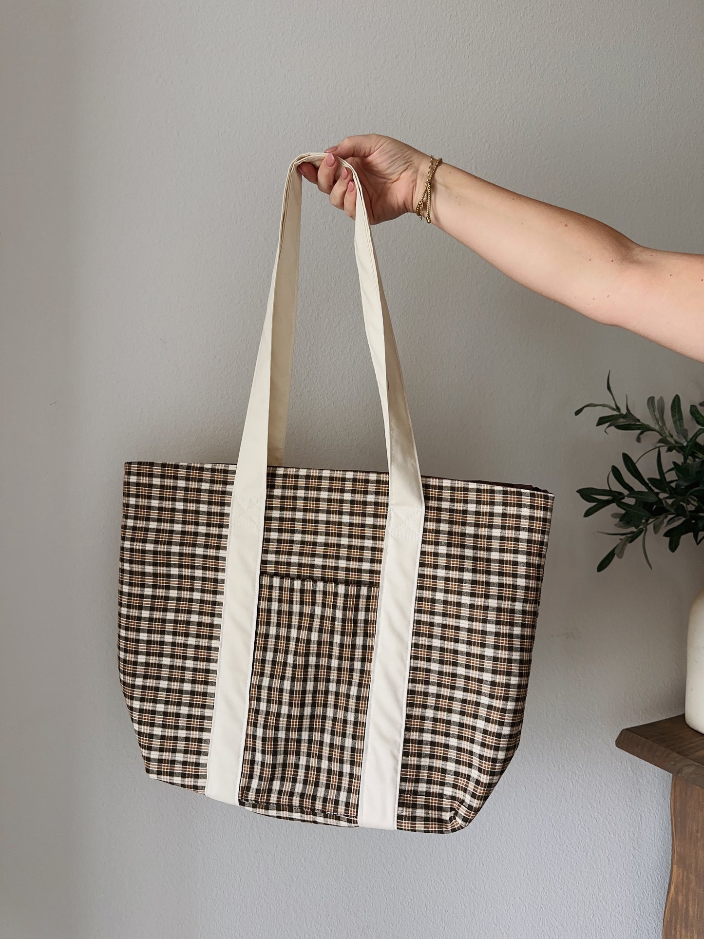 Mocha Plaid Tote