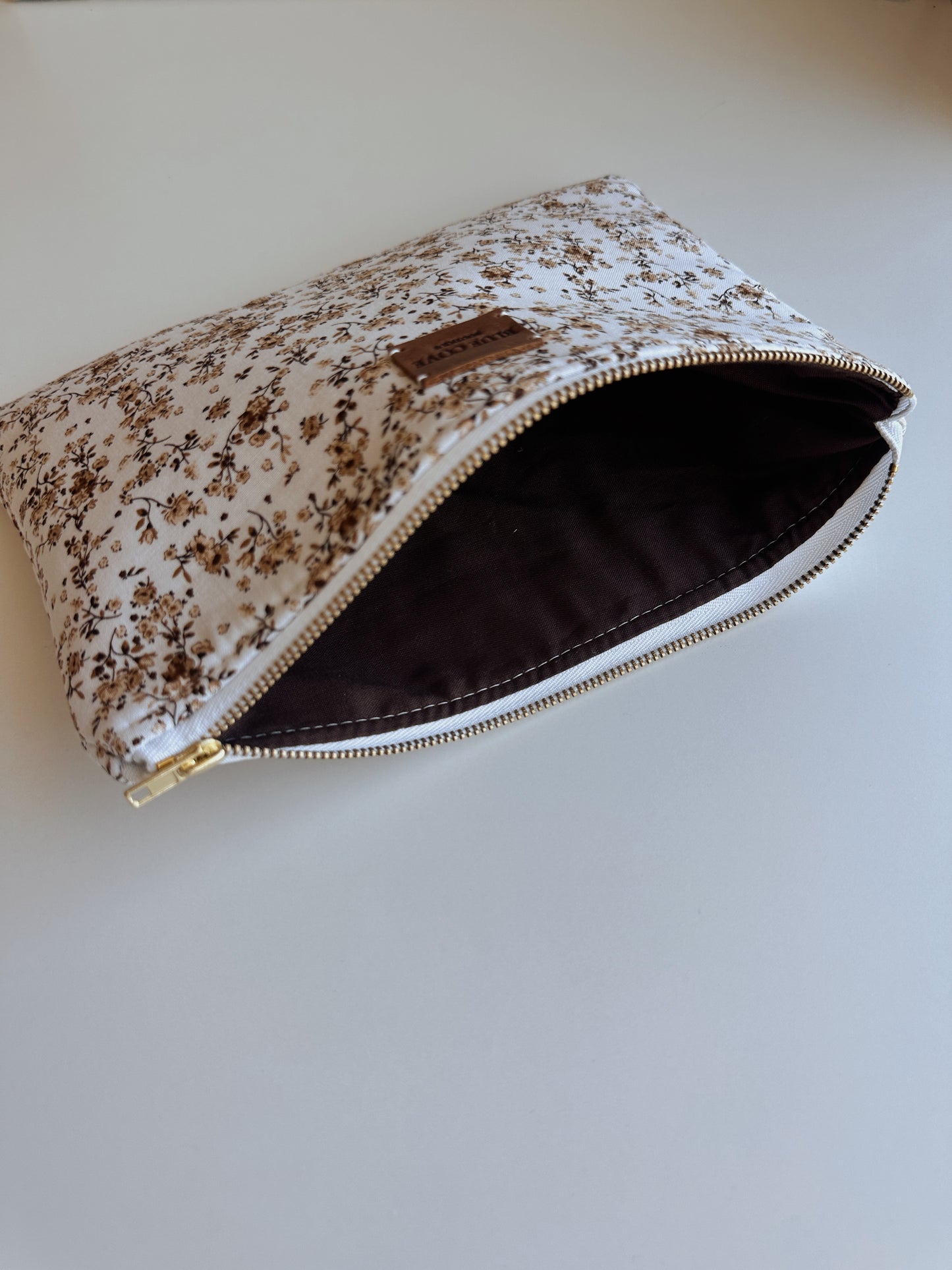 Neutral Bloom Zipper Pouch
