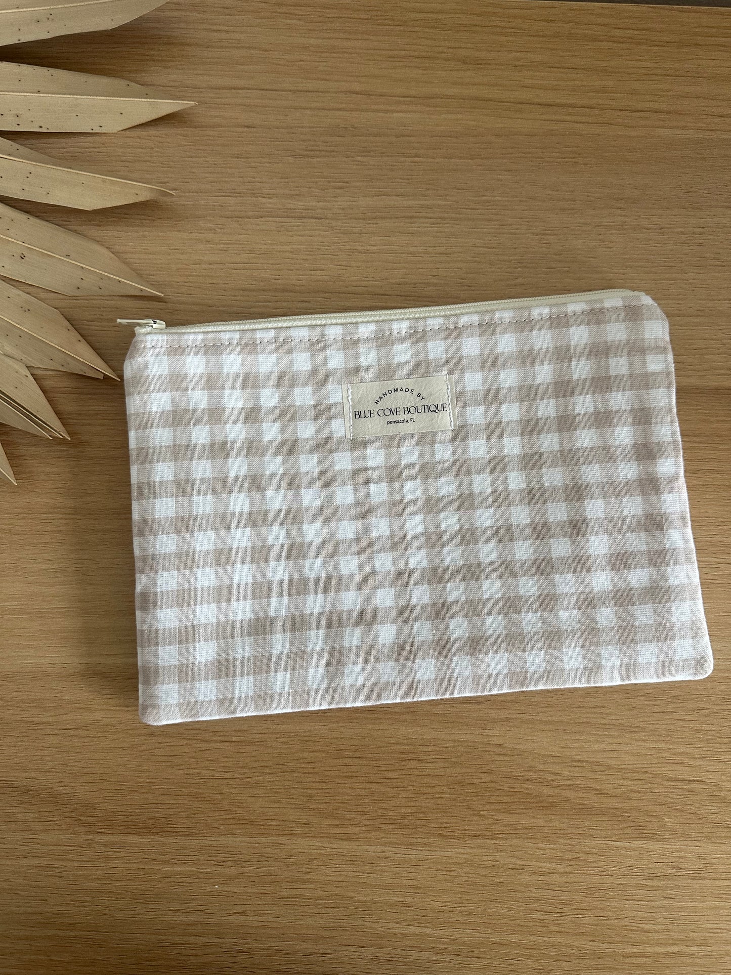 Oatmeal Checkered Pouch