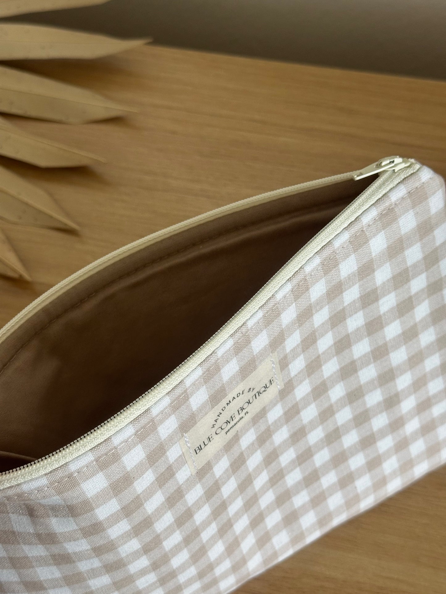 Oatmeal Checkered Pouch