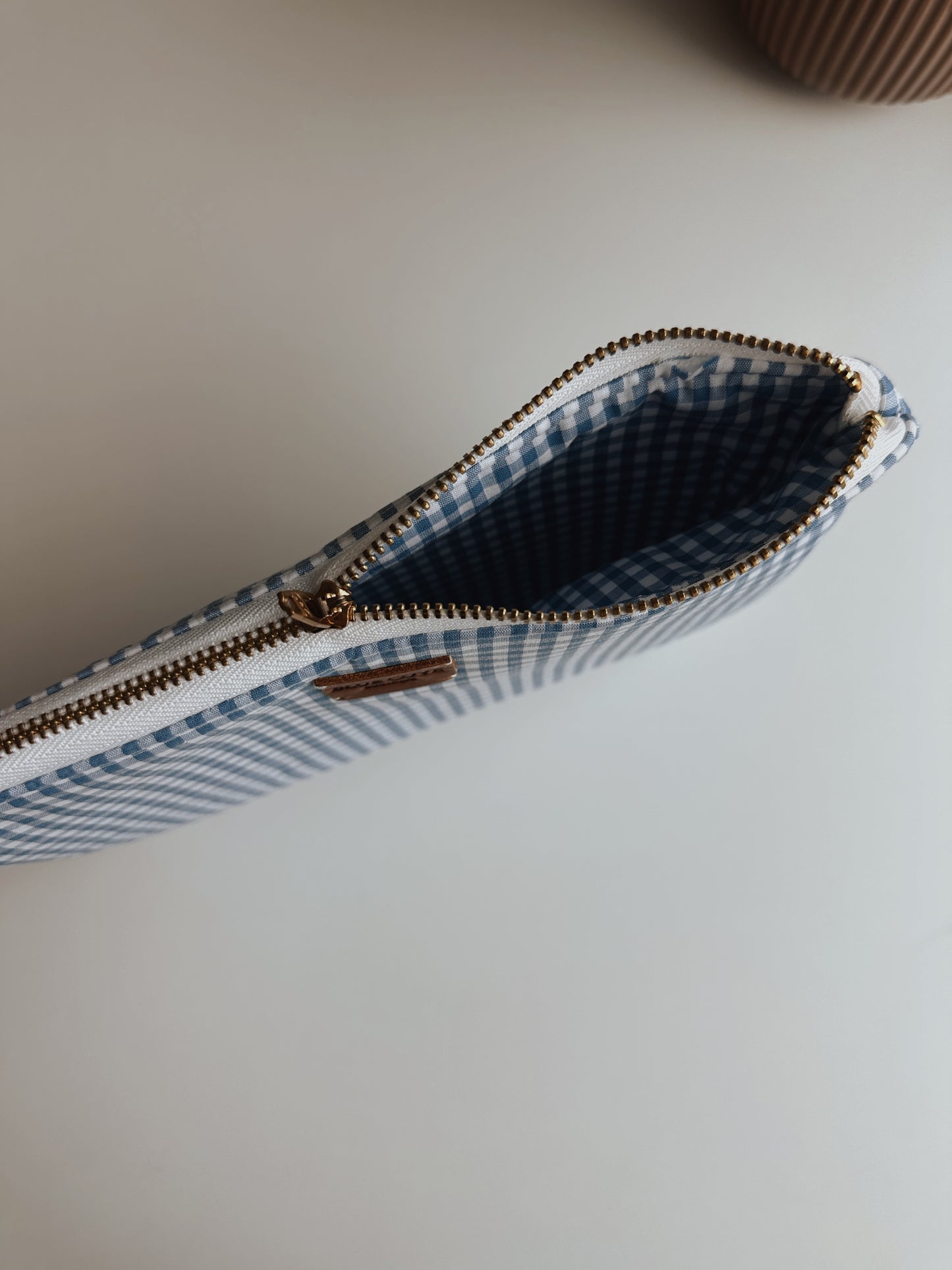 Bluebell Gingham Zipper Pouch