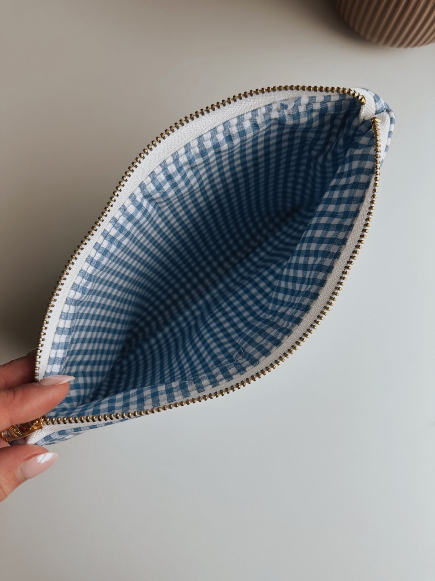 Bluebell Gingham Zipper Pouch