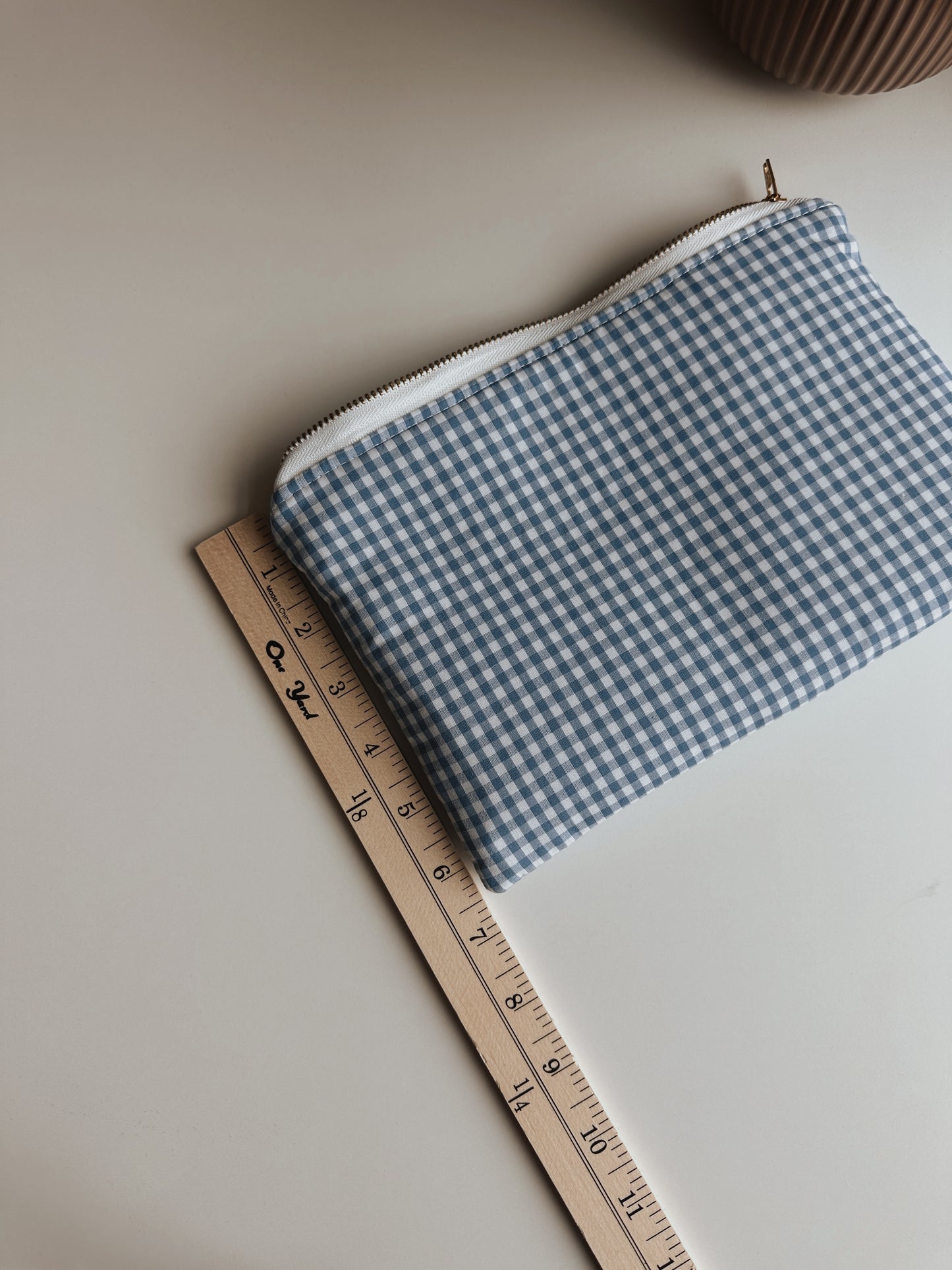 Bluebell Gingham Zipper Pouch